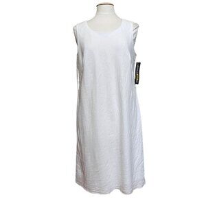 White Sleeveless Jessica Howard Petite Sheath Dress Sz 16 Clean Girl Linen Blend